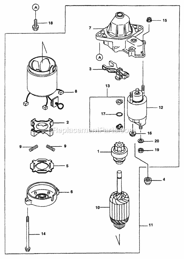 Starter Diagram and Parts List for Z54L 53AC365K100 Cub Cadet Lawn Mower